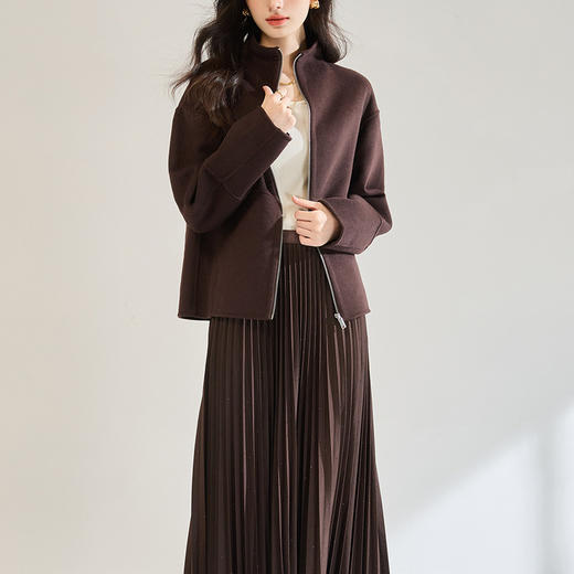 「高货sh」全新升级【铂金会员487/天猫659/差价172】(10726)洛诗琳新款立领双面毛呢外套2025秋冬气质短款羊毛大衣女 商品图3