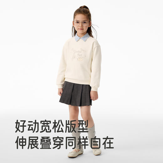 英氏儿童卫衣春秋女童长袖卫衣保暖圆领百搭休闲卫衣中大童套头衫 商品图2