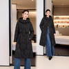 ASE 7766【90白鸭绒】长款纯色菱格时尚连帽过膝厚羽绒服 商品缩略图0