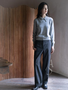 Margaret Howell 25AW 炭灰色fox brothers法兰绒意制直筒裤