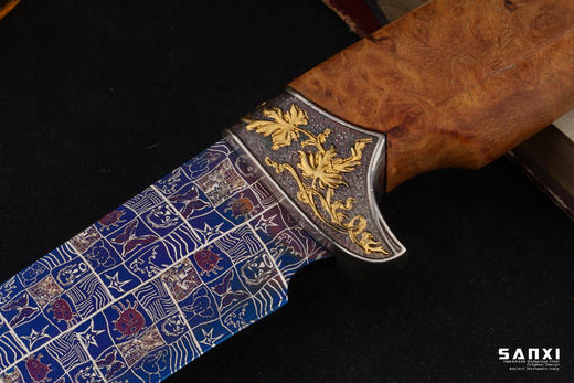 三希堂  现代刀系列  鎏金卷草小猎  未开刃 商品图4