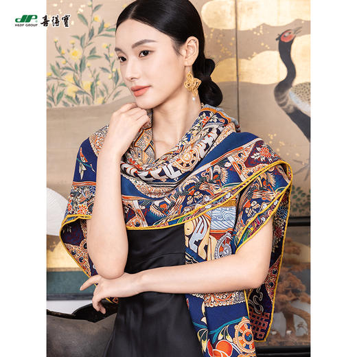 喜得宝秋冬款双面繁宇之境·丝毛大方巾百搭披肩130cm*130cm 商品图5