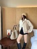 D111351侧三杠仿麂皮拼接驼绒毛拉链棉服外套 商品缩略图7