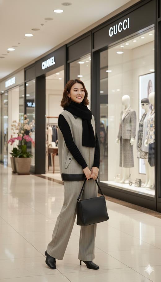 LIN HN 撞色翻领拉链马甲 商品图1