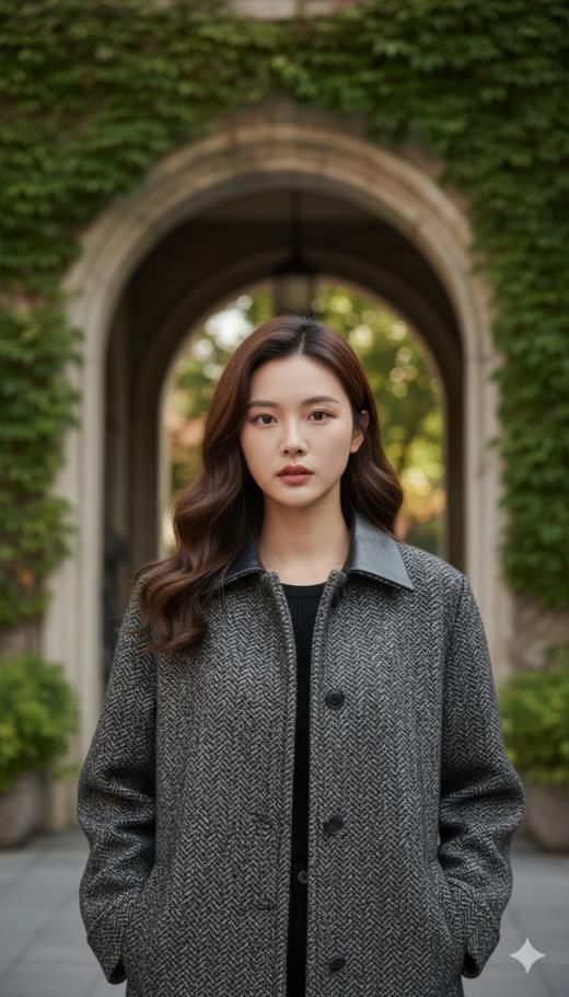 翻领领撞色夹克款短大衣 商品图3