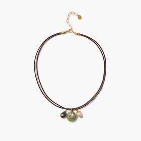 订购6周到｜Chan Luu-Seed-种子 葡萄石 淡水珍珠 烟晶 皮革绳 项链［美国设计师］