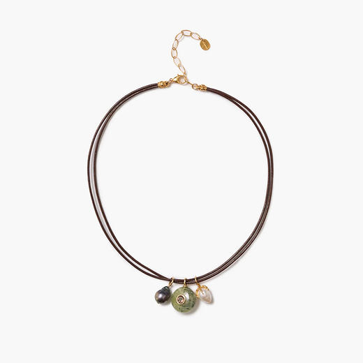 订购6周到｜Chan Luu-Seed-种子 葡萄石 淡水珍珠 烟晶 皮革绳 项链［美国设计师］ 商品图0