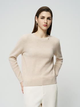 【半价款桂花针羊绒衫】羊绒世家秋冬新品女士100%山羊绒圆领针织套头衫