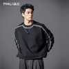 PINLI品立2025秋季新款男士金属流苏织带圆领宽松套头卫衣上衣潮B253109098 商品缩略图3