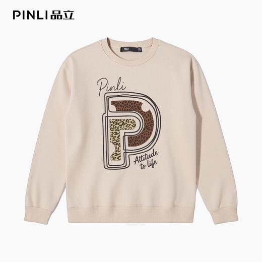 PINLI品立2025秋冬新款潮牌字母印花圆领卫衣男宽松套头休闲上衣BG253109016 商品图3