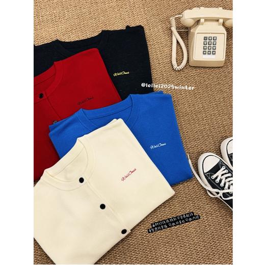 25AW上新 蕾蕾同款【无法拒绝！】胸前字母刺绣圆领单排扣针织小衫宽松百搭 商品图2