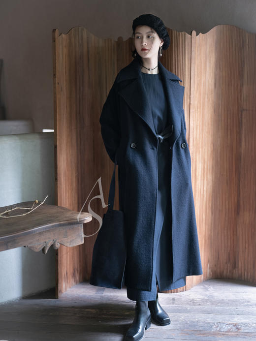 Toogood 25AW 墨蓝色翻领人字纹羊绒GROUNDSMAN长外套 商品图0