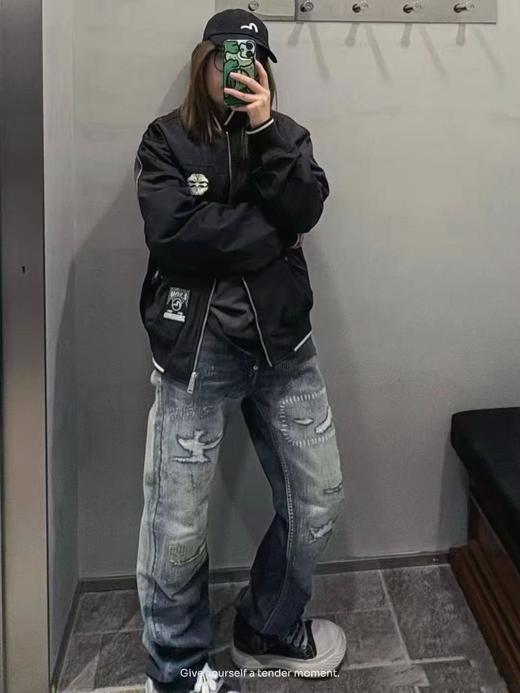 D111370秋冬季新品男士仙鹤嵌条大M棒球服通勤夹克外套棉服 商品图10