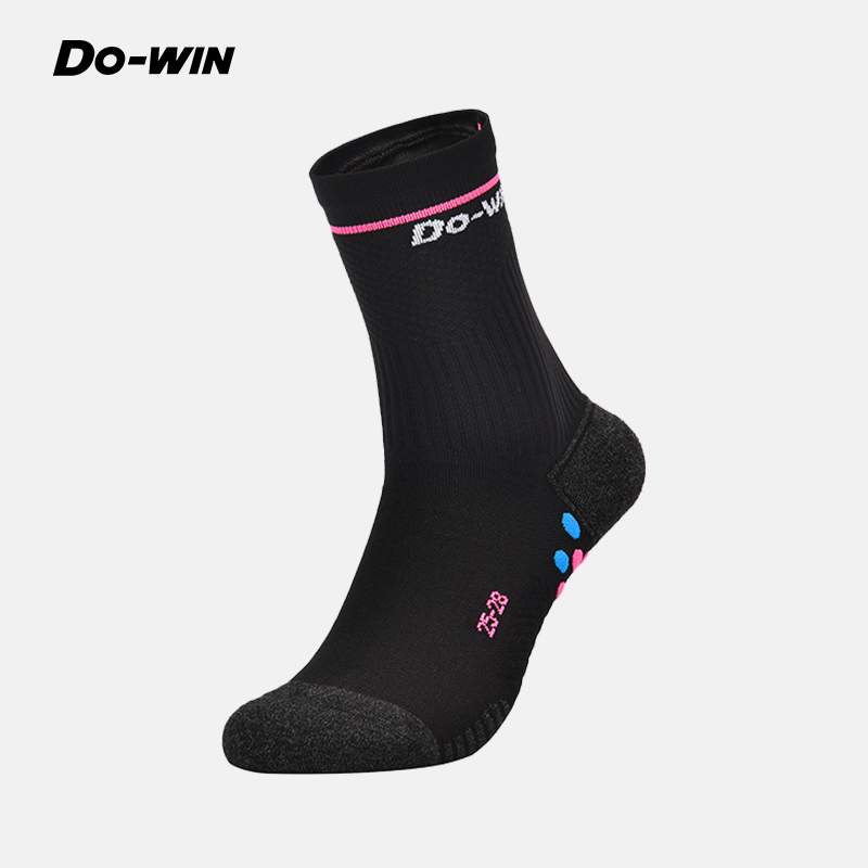 多威运动袜透气防滑男女撞色线条跑步中筒袜1352216