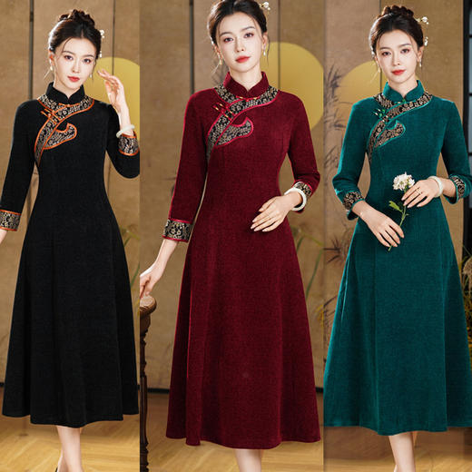 TX 3825314旗袍加厚改良中国风日常可穿连衣裙 商品图0