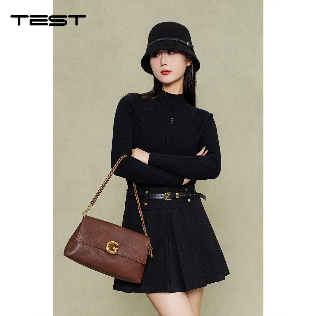 冬上新爆款百褶黑色高腰显瘦A字百搭短裙3254062