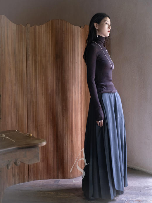 Casey Casey 25AW 咖啡色高领罗纹极细美丽奴羊毛针织衫 商品图3