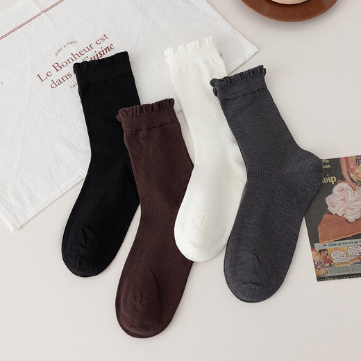 【2双装】女士冬季羊毛袜子抗起球美利奴羊毛袜冬季中长筒袜【6双6折 2522808】 商品图4