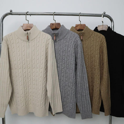 贝*汉姆同款 SUSX意式老钱经典绞花半拉链羊毛针织衫S0246835（下单3-7天发货） 商品图4