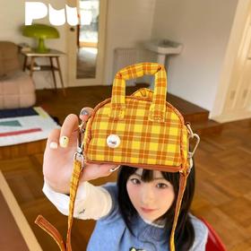 4楼Eubelle欧蓓 puui原创设计黄色格纹迷你斜挎包耳机包零钱包 活动价：169元