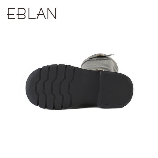 伊伴冬季机车风酷飒长筒骑士靴圆头粗跟增高B25505302 商品图4