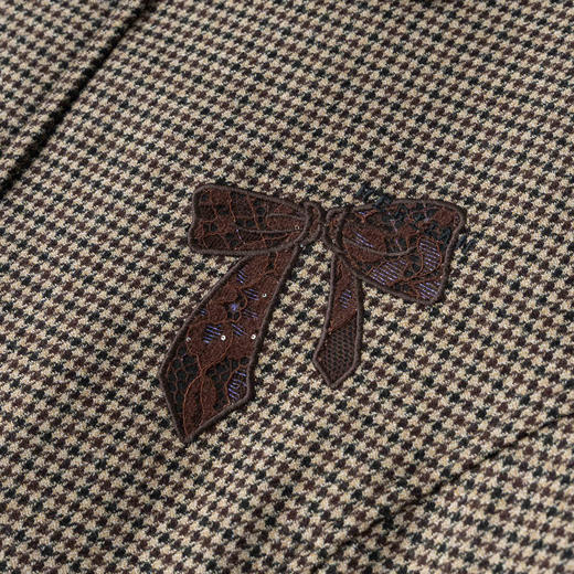 HERLIAN 2025年冬季新品 格纹撞色拼接蝴蝶结装饰短外套女 商品图3