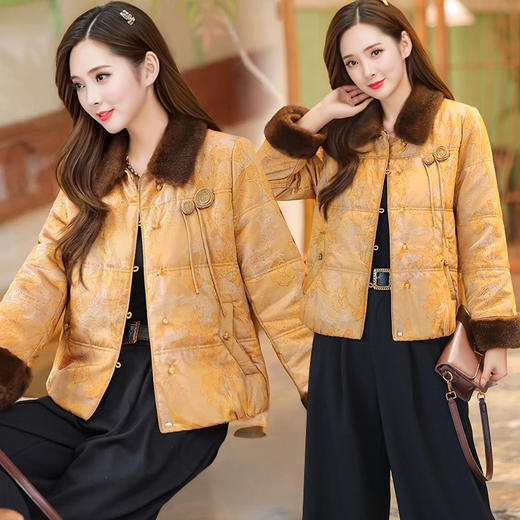 QYM 59116新中式国风棉服气质洋气显瘦休闲风保暖棉衣 商品图3