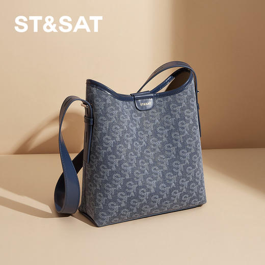星期六丹宁老花时髦大容量通勤托特包SSD521A0BH 商品图2