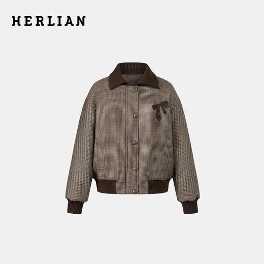 HERLIAN 2025年冬季新品 格纹撞色拼接蝴蝶结装饰短外套女 商品图0