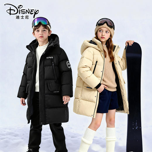 Disney/迪士尼儿童中长款羽绒服男女中大童加厚连帽防风保暖羽绒外套XMT4SU886 商品图2