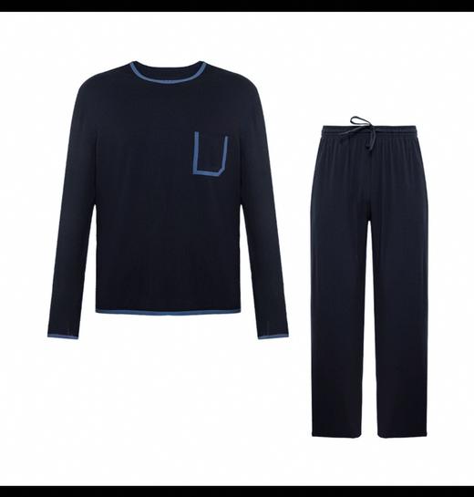 男款 华夫格 宽松睡衣居家服套装 长袖+长裤 PJ041 商品图6