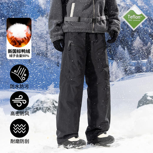 LUCKY DEER幸运鹿冬季男女款工装羽绒裤防泼水保暖鸭绒裤 商品图1