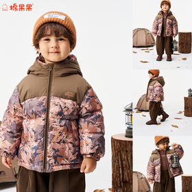 棉果果冬季新品男童涤丝纺羽绒保暖加厚迷彩短款羽绒服M412102925616