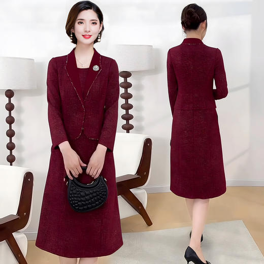 QYM 25AS20西服领气质洋气遮肚显瘦裙连衣裙假两件 商品图1
