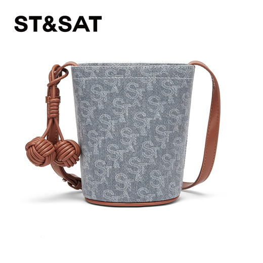 星期六复古牛仔百搭斜挎水桶包SSD521A0BQ 商品图10