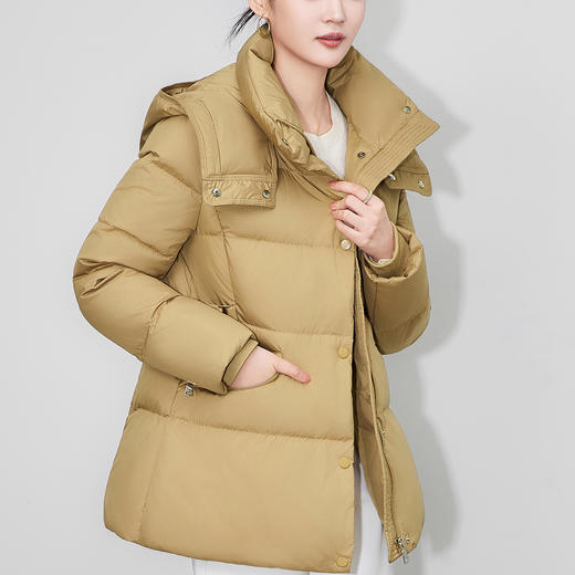 「高货wl」全新升级【铂金会员533/天猫719/差价186】(12154)洛诗琳收腰显瘦中长款羽绒服2025冬季新款保暖连帽外套女 商品图3