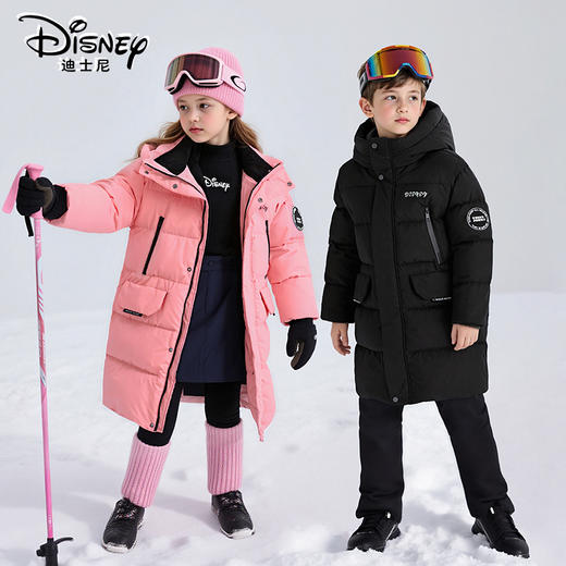 Disney/迪士尼儿童中长款羽绒服男女中大童加厚连帽防风保暖羽绒外套XMT4SU886 商品图1