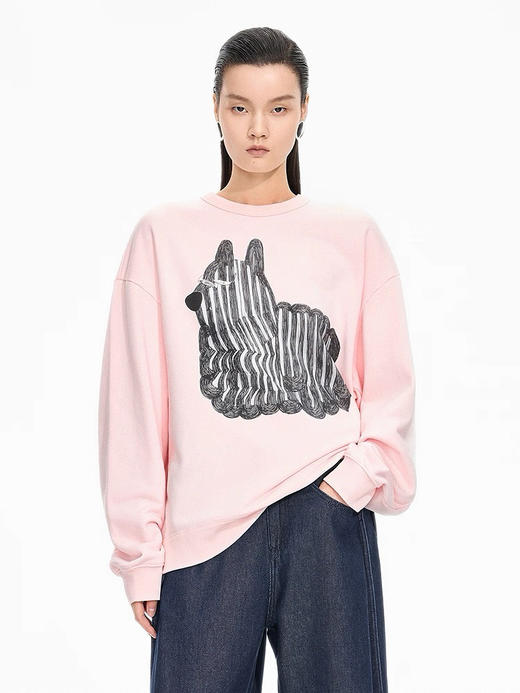 【秒杀价已调 直接拍】JNBY 松弛感 抽象 潦草小狗 图案 宽松套头卫衣 商品图2