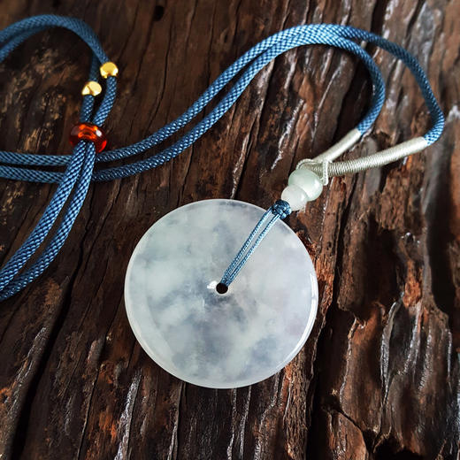 【天然正品】A货翡翠天然无纹裂冰种白色平安扣造型翡翠（吉祥、如意）吊坠项链吊坠：37.9*37.9*5.2MM （皆取最大值）中性061125NJM11 商品图4