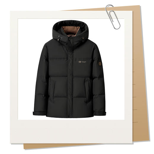 半身缘男装 冬季前胸字母松紧袖防风门襟印花羽绒服2527 商品图1