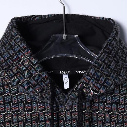 WY1336SDSA男士秋冬新款痞帅男装时尚撞色格子绒毛抽绳连帽卫衣百搭宽松 商品图2