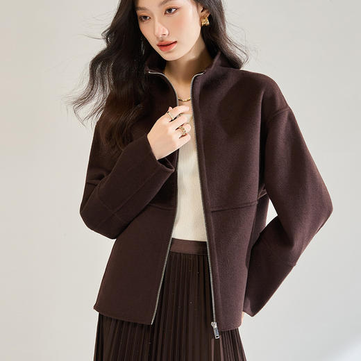 「高货sh」全新升级【铂金会员487/天猫659/差价172】(10726)洛诗琳新款立领双面毛呢外套2025秋冬气质短款羊毛大衣女 商品图2