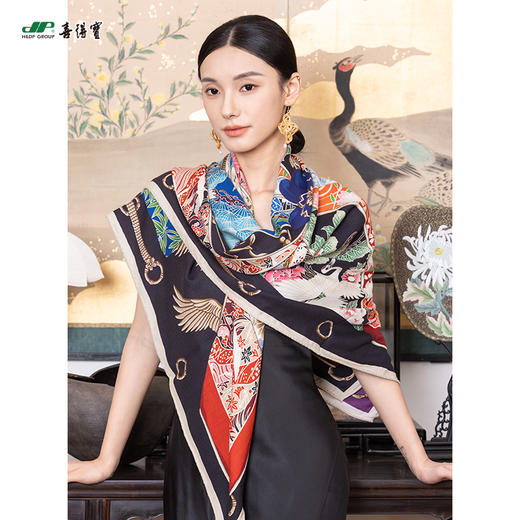 喜得宝秋冬款双面繁宇之境·丝毛大方巾百搭披肩130cm*130cm 商品图3