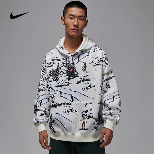 Jordan耐克加绒卫衣男冬季图案印花加绒保暖连帽套头衫HV1051-133 商品图0