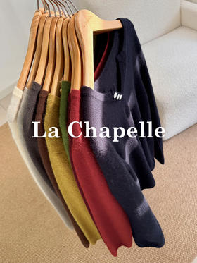 专柜实拍【兔毛/绵羊毛~高密针织】拉夏贝尔/La Chapelle气质V领极简又高级！软糯质感 日常通勤百搭