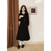 鹿向南「璀璨星河」法式黑色长袖连衣裙女秋冬新款优雅气质长裙子 商品缩略图2