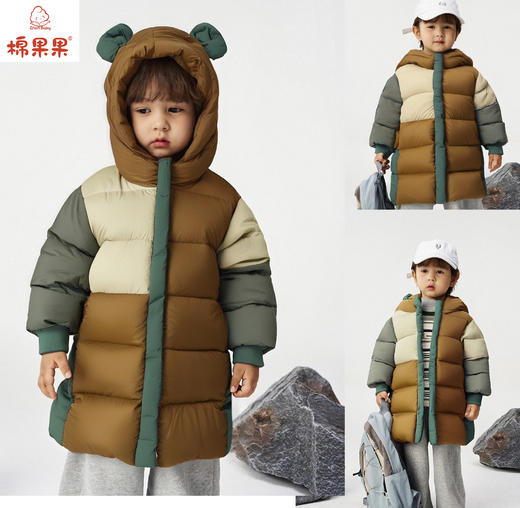 棉果果冬季新品男童涤丝纺羽绒保暖加厚多色拼接长款羽绒服M412102925622 商品图0