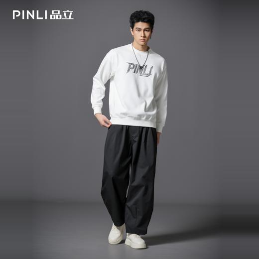 PINLI品立2025秋冬新款潮牌立体字母印花卫衣男宽松套头休闲上衣BG253109013 商品图1
