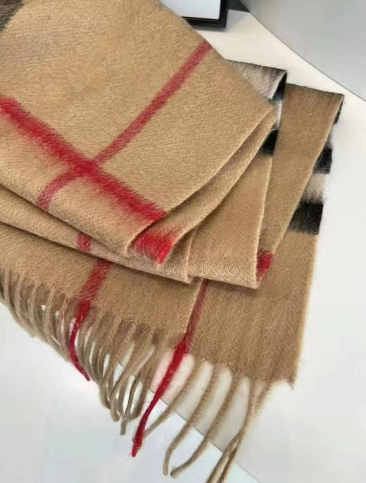 bur 经典格纹围巾。蓝色 驼色 32*190 商品图6