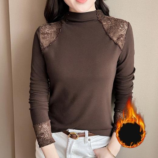 磨毛加厚半高领钉珠设计感上衣，纯色T恤显瘦长袖KQL-311H9183 商品图3